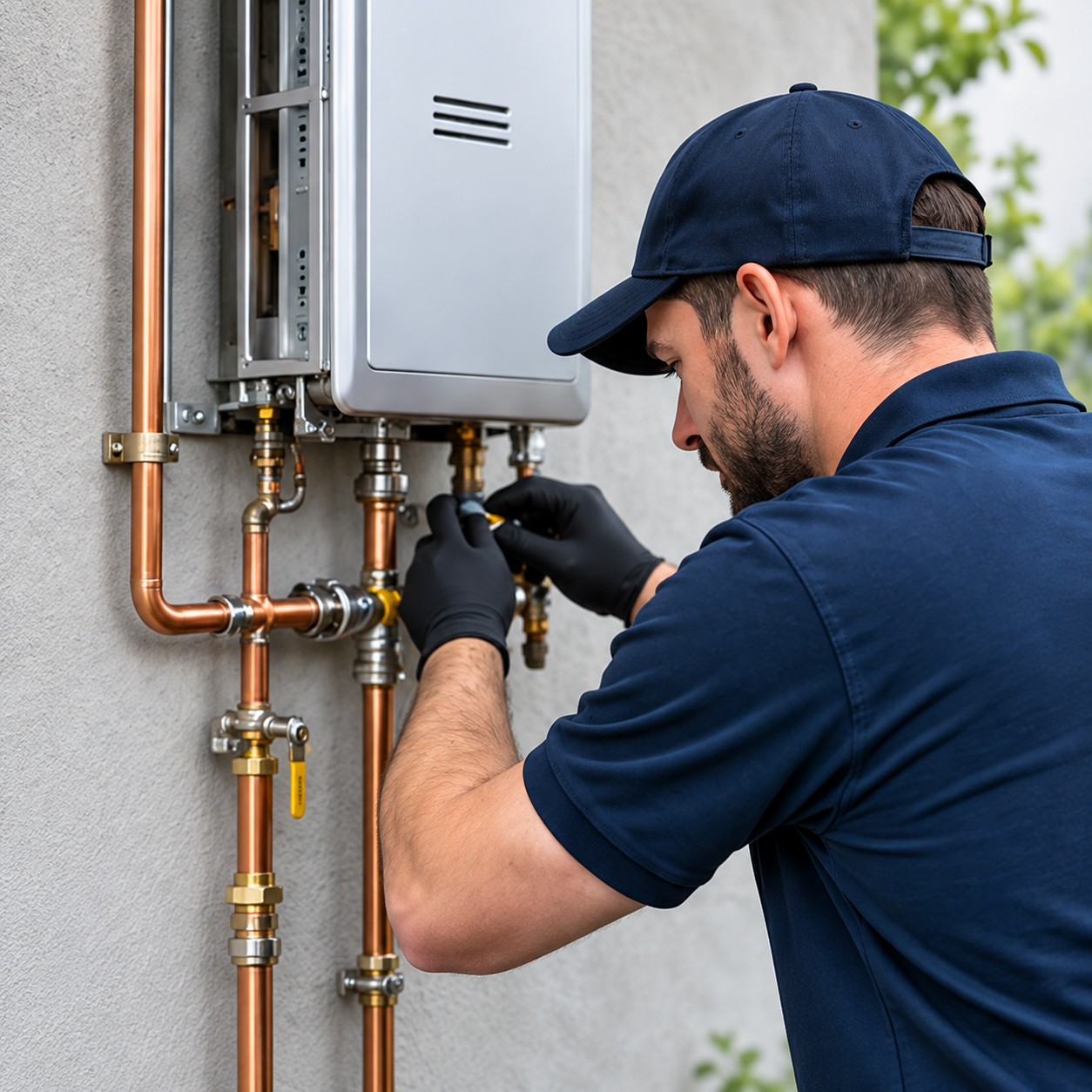 Certified Gas Fitter Testing Rinnai Gas Unit